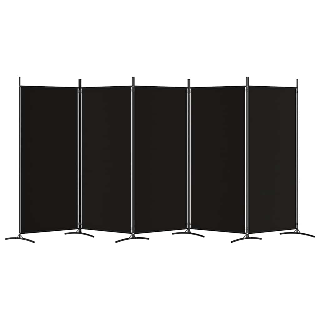 vidaXL Parawan 5-panelowy, czarny, 433x180 cm, tkanina