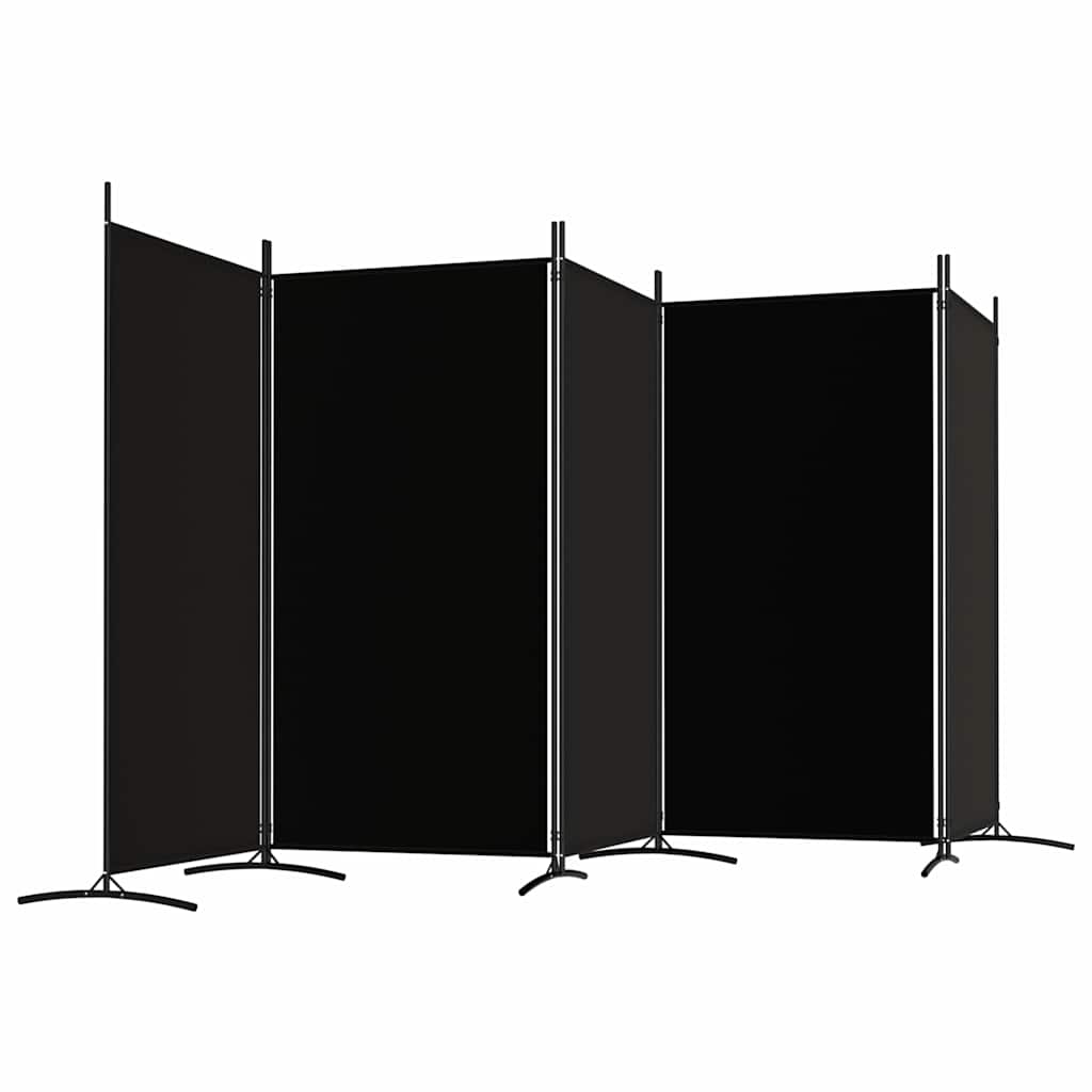 vidaXL Parawan 5-panelowy, czarny, 433x180 cm, tkanina