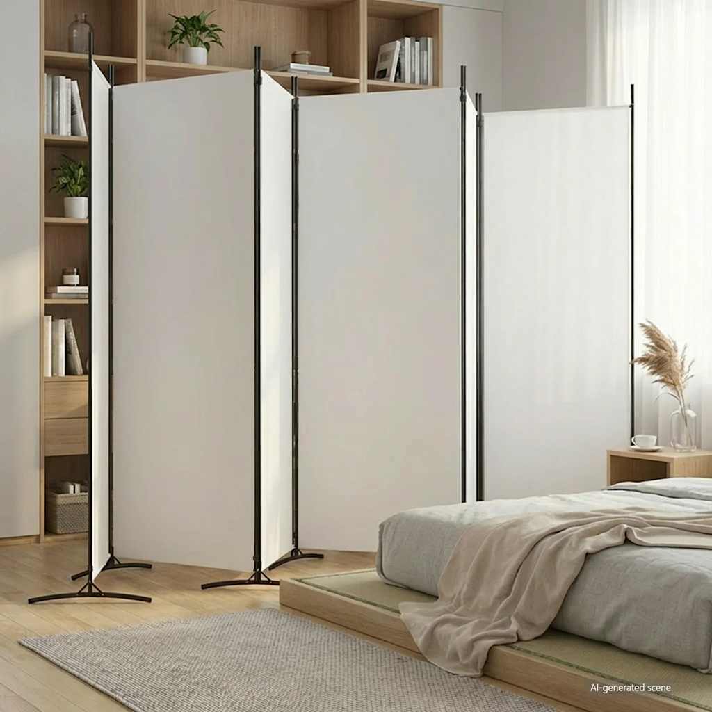 vidaXL Parawan 6-panelowy, biały, 520x180 cm, tkanina