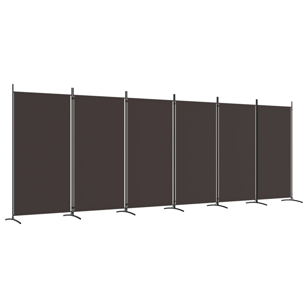 vidaXL Parawan 6-panelowy, brązowy, 520x180 cm, tkanina