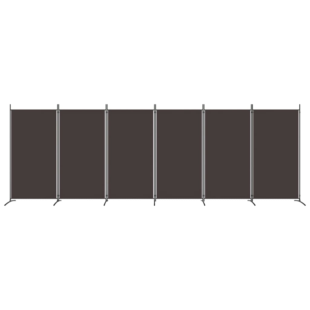 vidaXL Parawan 6-panelowy, brązowy, 520x180 cm, tkanina