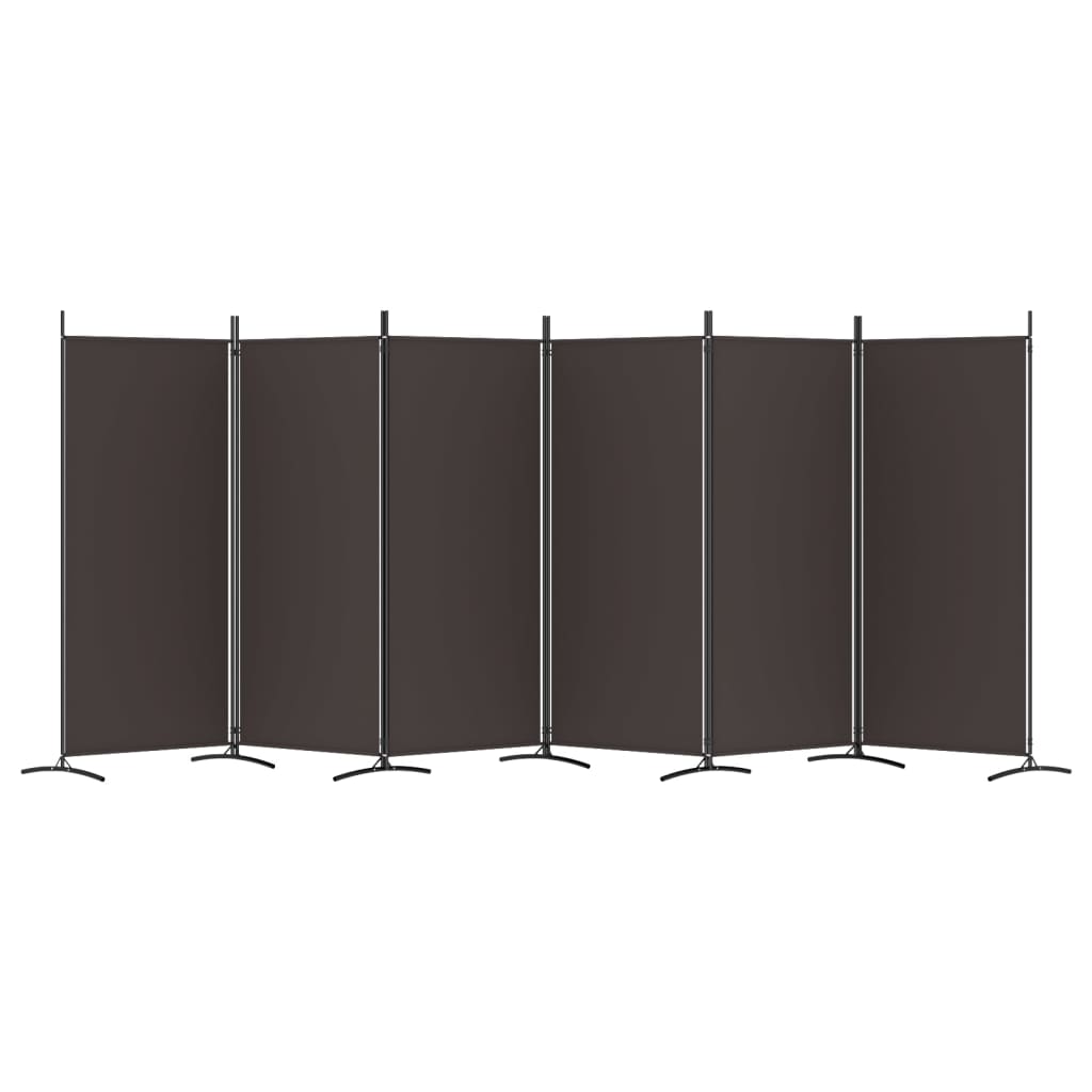 vidaXL Parawan 6-panelowy, brązowy, 520x180 cm, tkanina