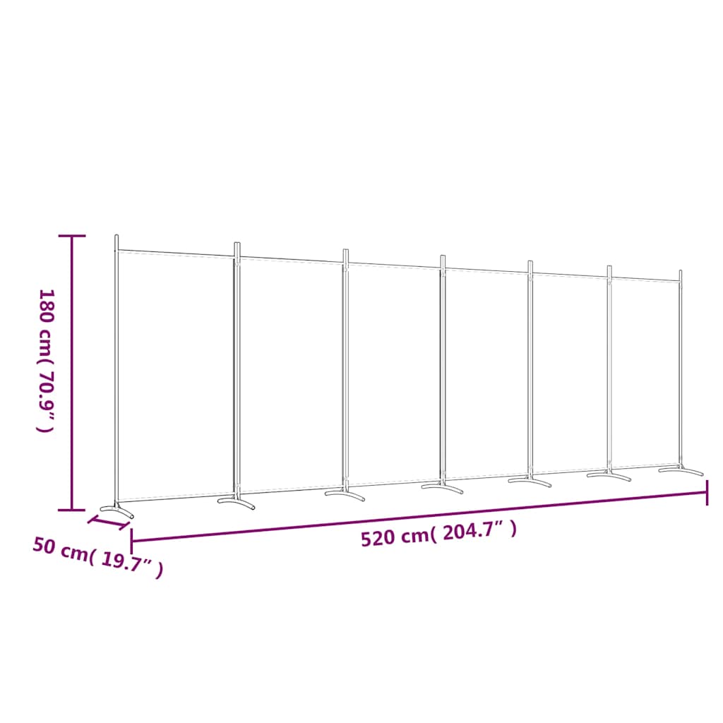 vidaXL Parawan 6-panelowy, antracytowy, 520x180 cm, tkanina