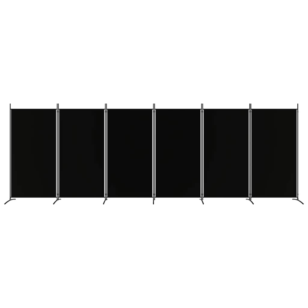 vidaXL Parawan 6-panelowy, czarny, 520x180 cm, tkanina