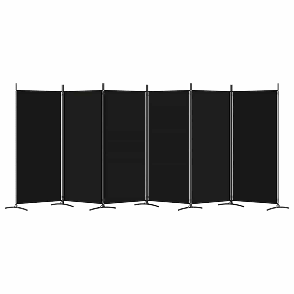 vidaXL Parawan 6-panelowy, czarny, 520x180 cm, tkanina