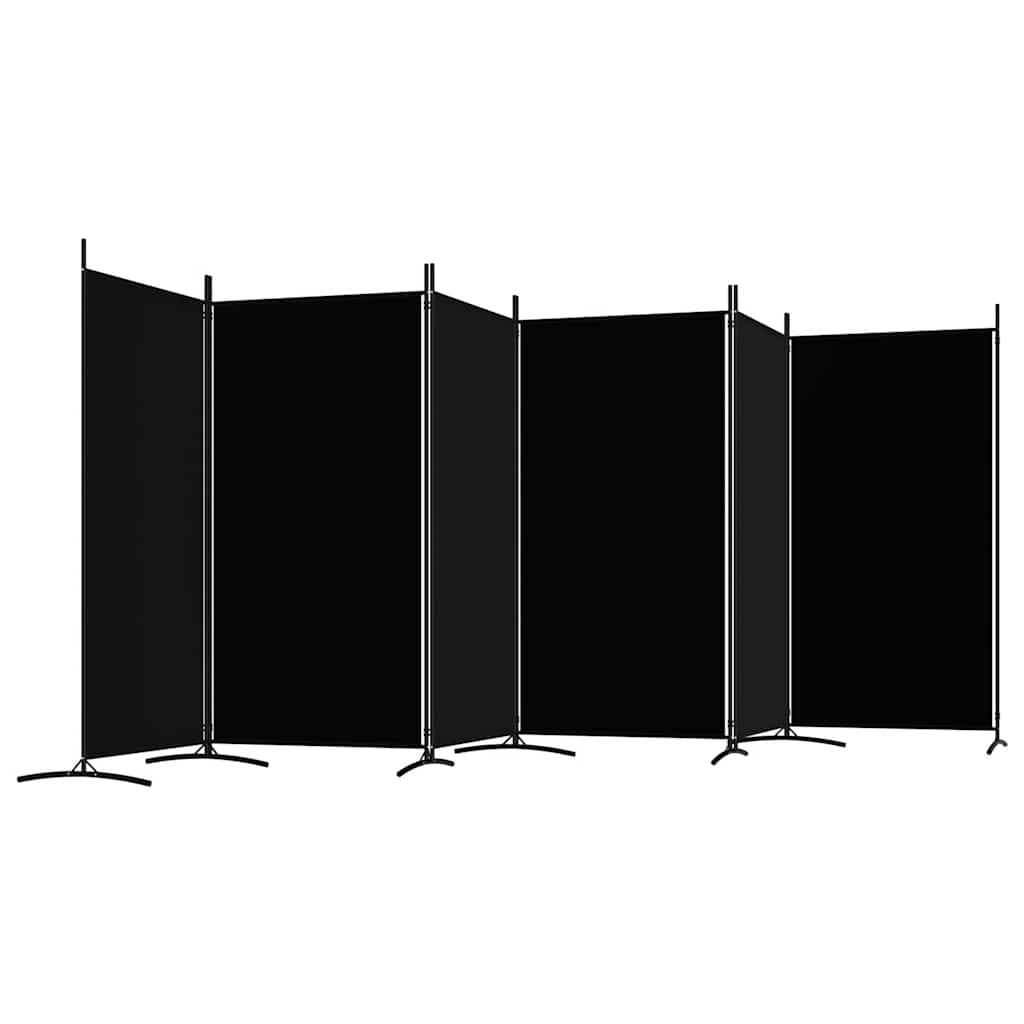 vidaXL Parawan 6-panelowy, czarny, 520x180 cm, tkanina