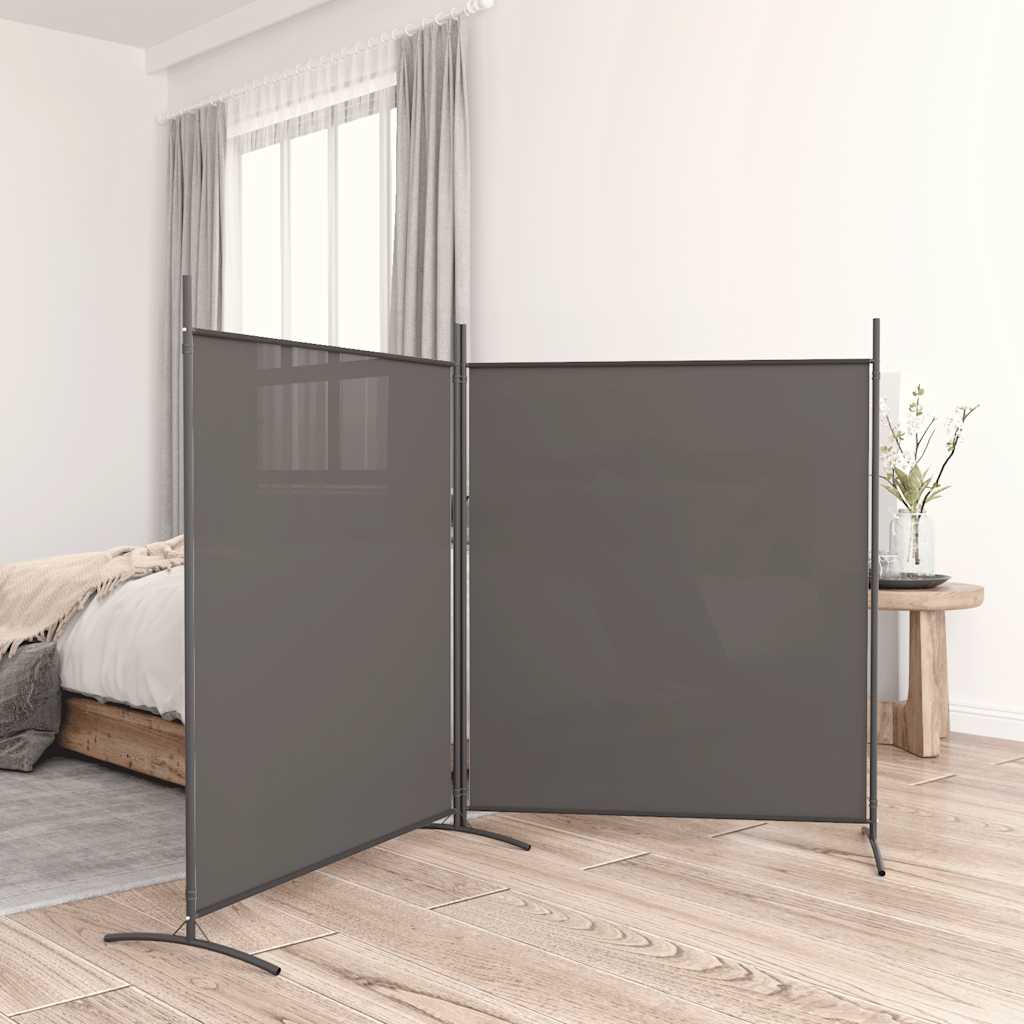 vidaXL Parawan 2-panelowy, antracytowy, 348 x 180 cm, tkanina