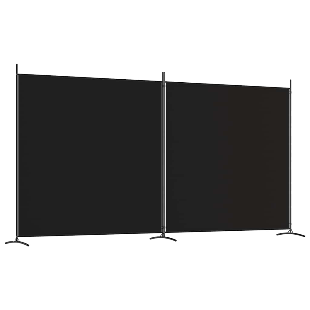 vidaXL Parawan 2-panelowy, czarny, 348 x 180 cm, tkanina