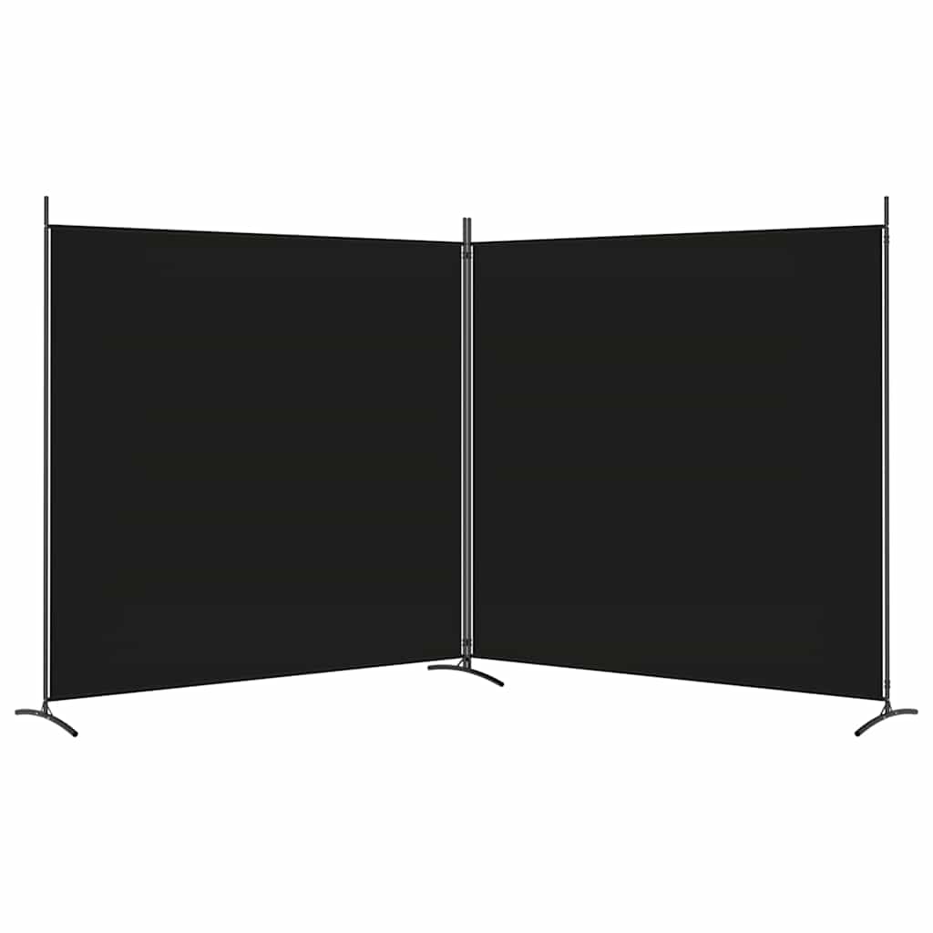 vidaXL Parawan 2-panelowy, czarny, 348 x 180 cm, tkanina
