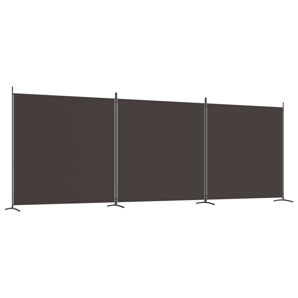 vidaXL Parawan 3-panelowy, brązowy, 525x180 cm, tkanina