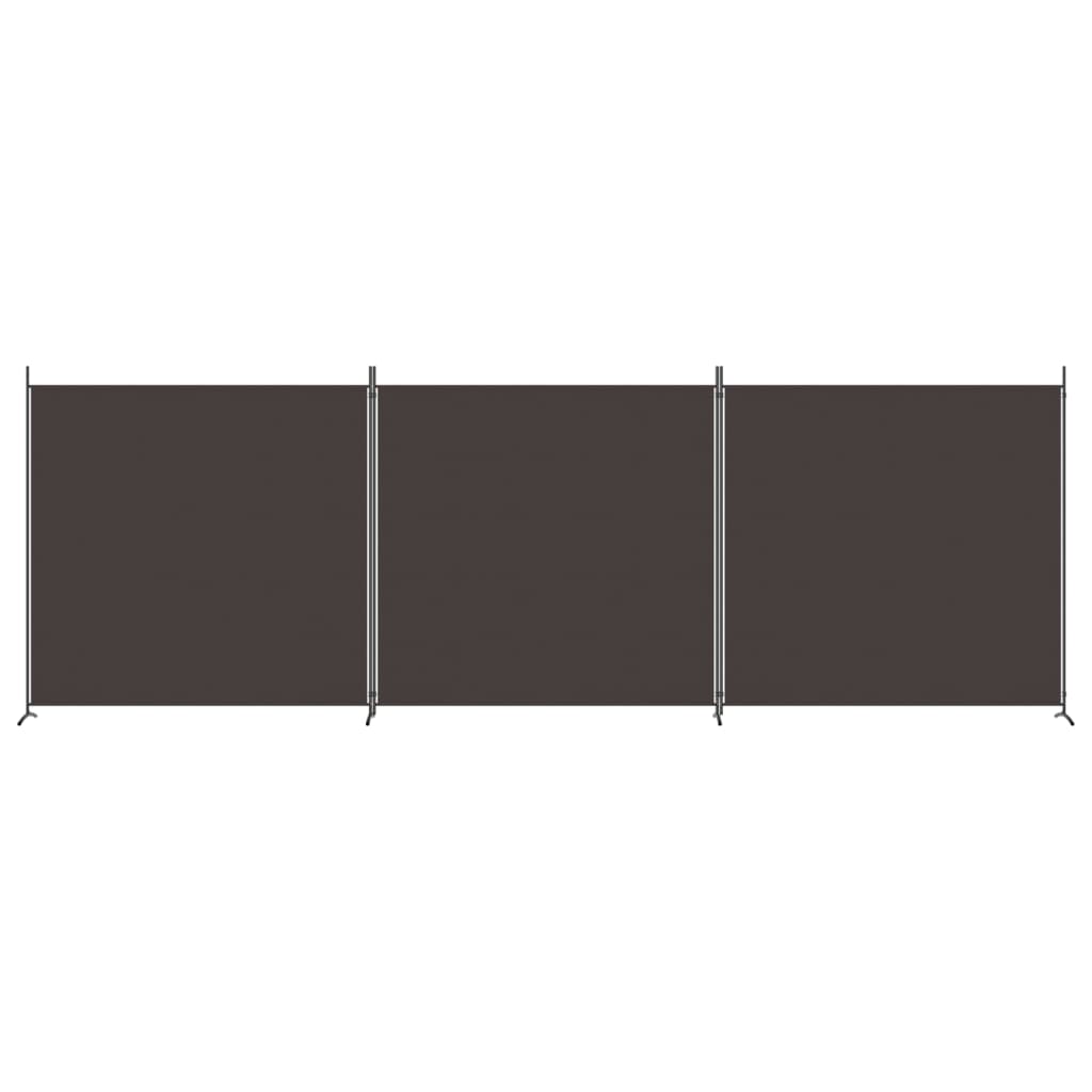 vidaXL Parawan 3-panelowy, brązowy, 525x180 cm, tkanina