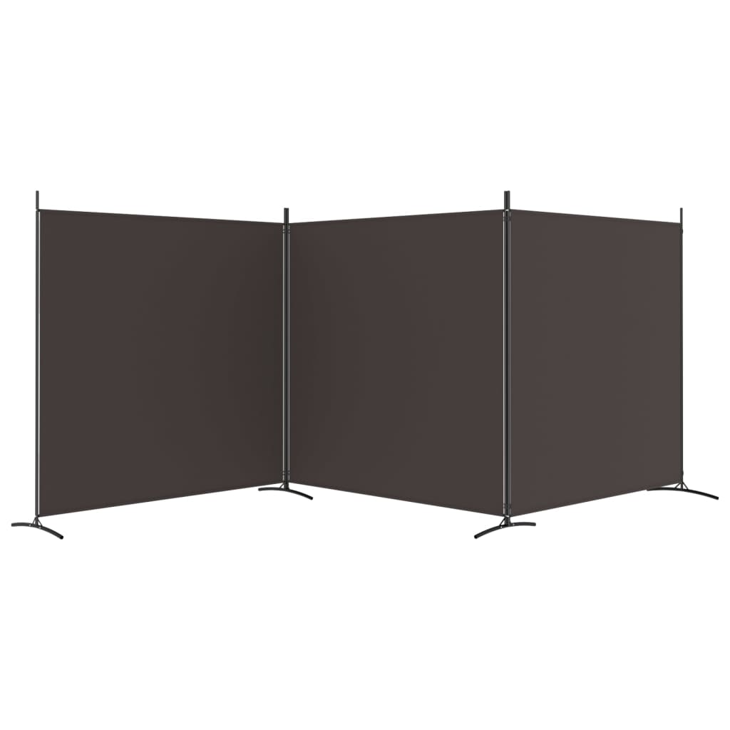 vidaXL Parawan 3-panelowy, brązowy, 525x180 cm, tkanina