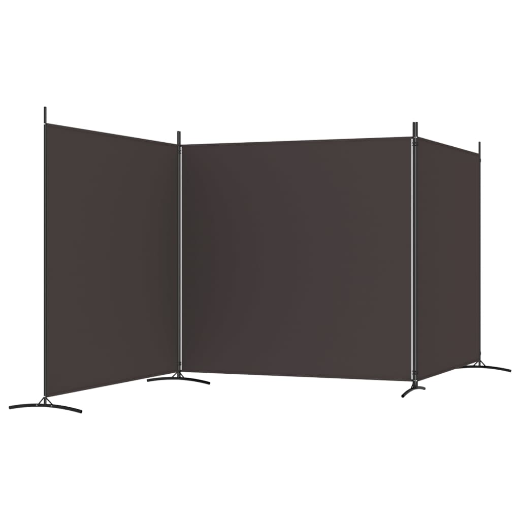 vidaXL Parawan 3-panelowy, brązowy, 525x180 cm, tkanina