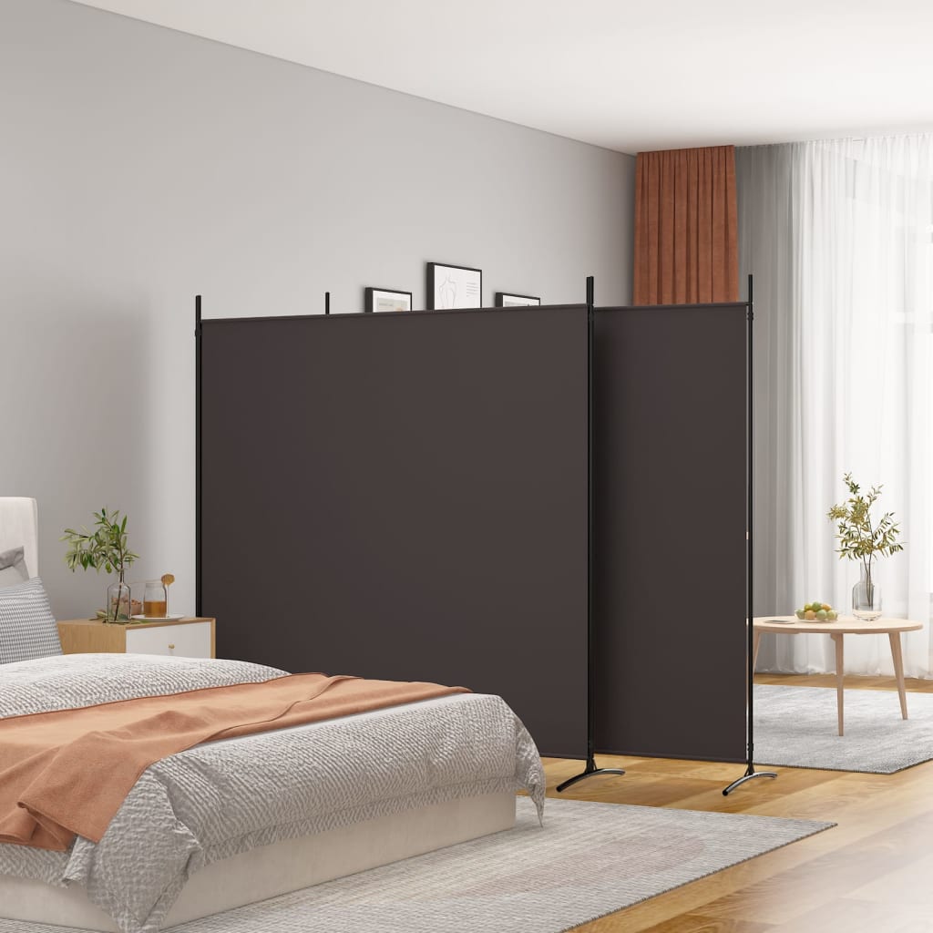 vidaXL Parawan 3-panelowy, brązowy, 525x180 cm, tkanina