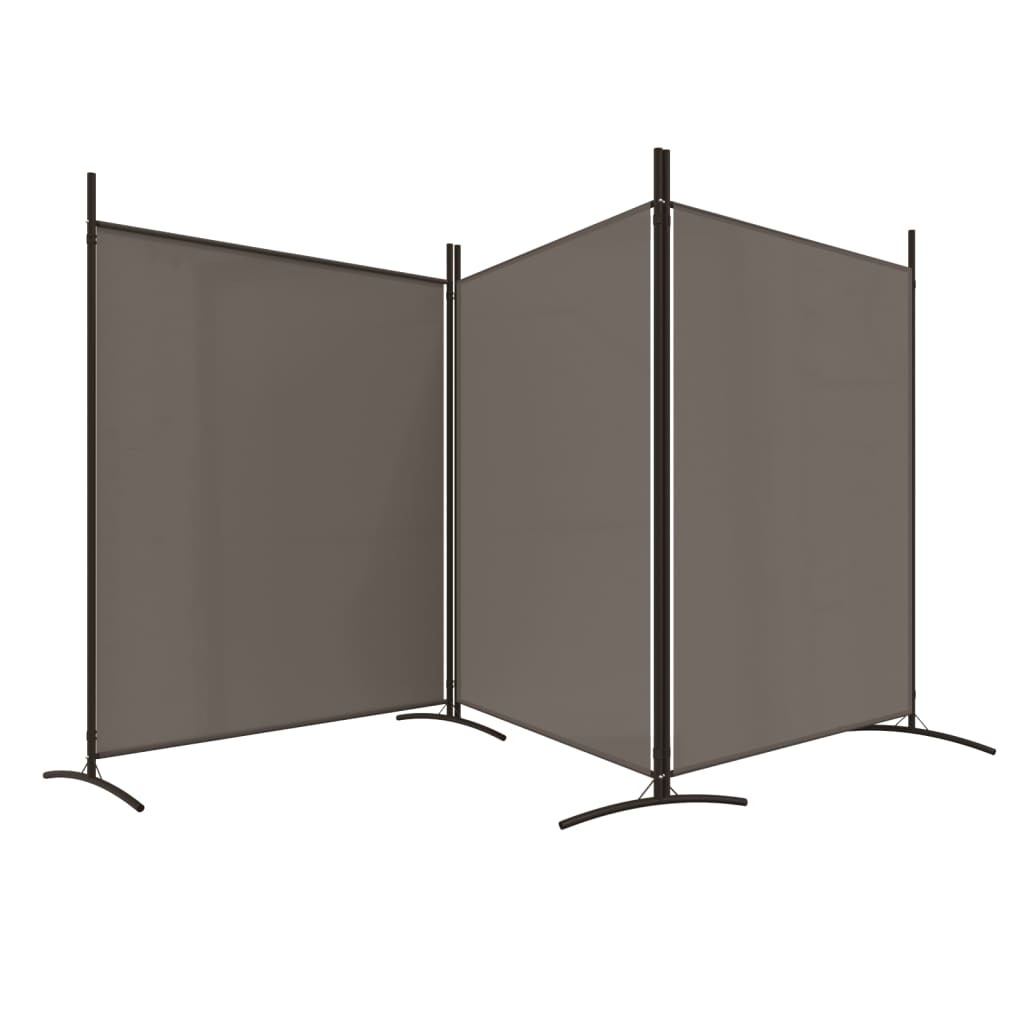 vidaXL Parawan 3-panelowy, antracytowy, 525x180 cm, tkanina