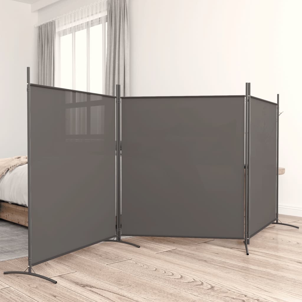 vidaXL Parawan 3-panelowy, antracytowy, 525x180 cm, tkanina