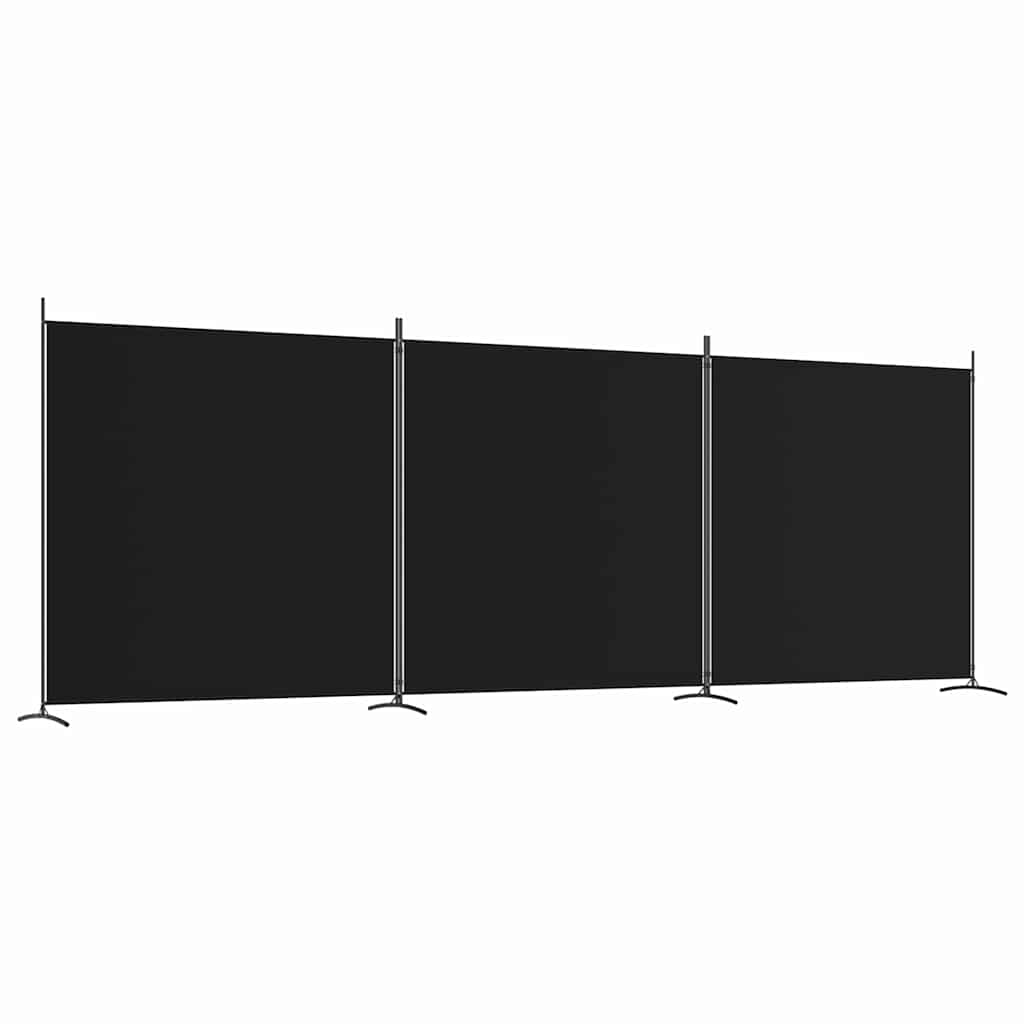vidaXL Parawan 3-panelowy, czarny, 525x180 cm, tkanina