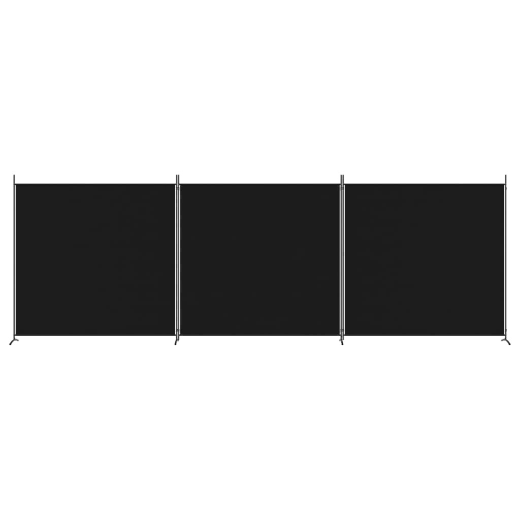 vidaXL Parawan 3-panelowy, czarny, 525x180 cm, tkanina