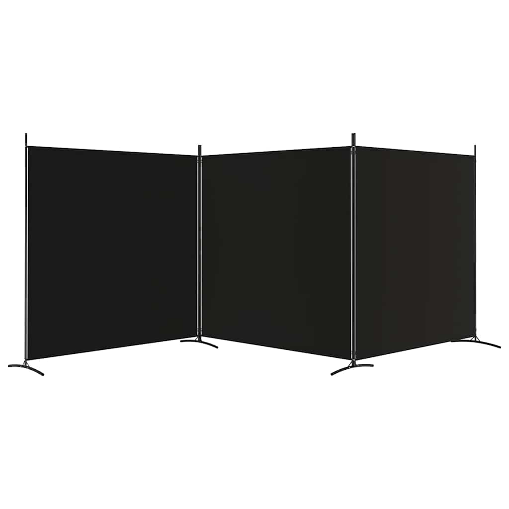 vidaXL Parawan 3-panelowy, czarny, 525x180 cm, tkanina