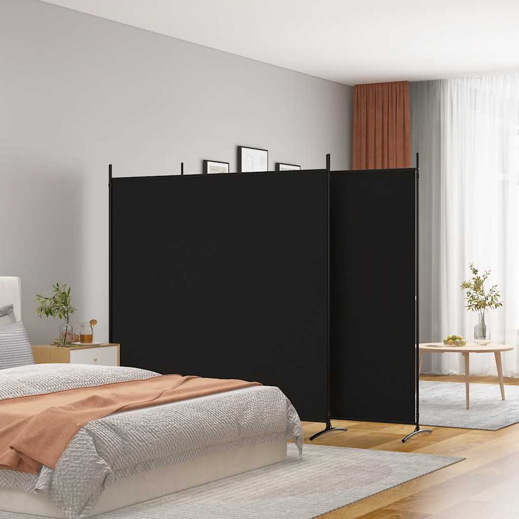 vidaXL Parawan 3-panelowy, czarny, 525x180 cm, tkanina