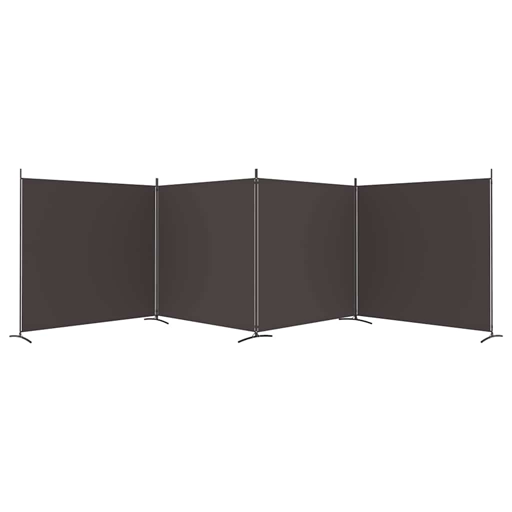 vidaXL Parawan 4-panelowy, brązowy, 698x180 cm, tkanina