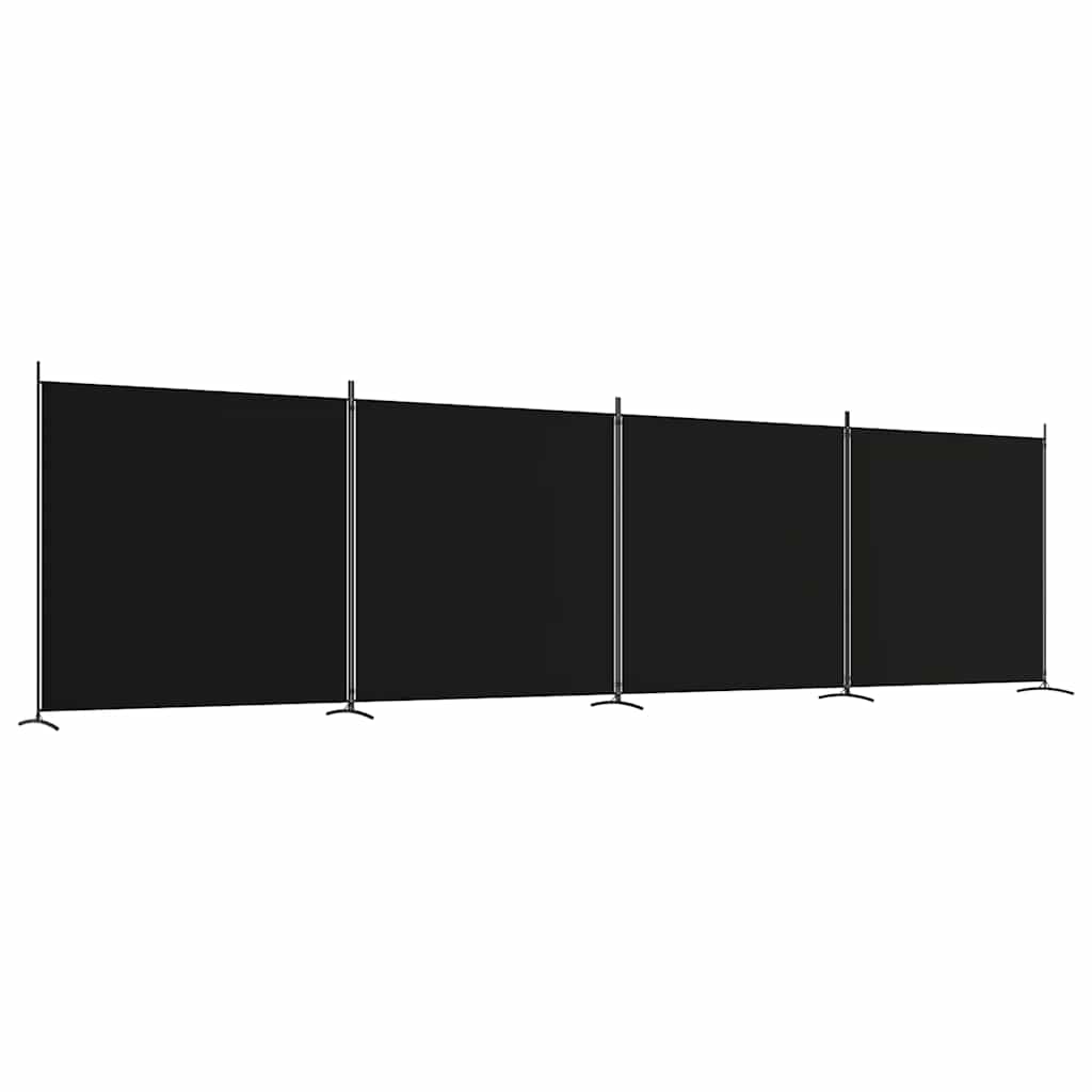 vidaXL Parawan 4-panelowy, czarny, 698x180 cm, tkanina