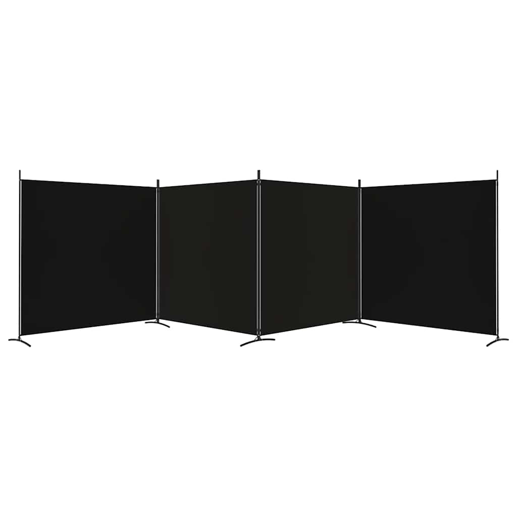 vidaXL Parawan 4-panelowy, czarny, 698x180 cm, tkanina