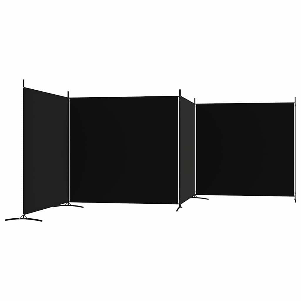 vidaXL Parawan 4-panelowy, czarny, 698x180 cm, tkanina