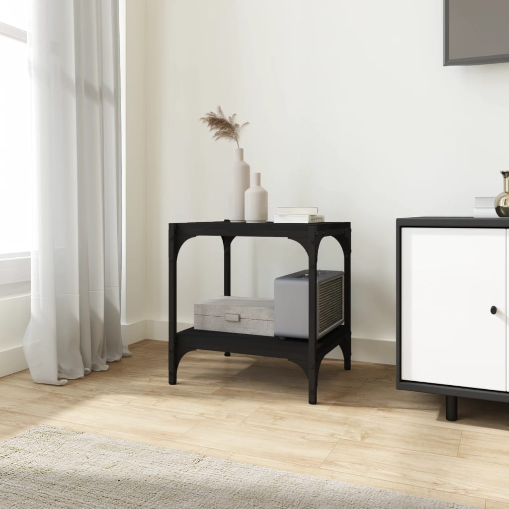 vidaXL Szafka pod TV, czarna 40x33x41 cm materiał drewnopochodny/ stal