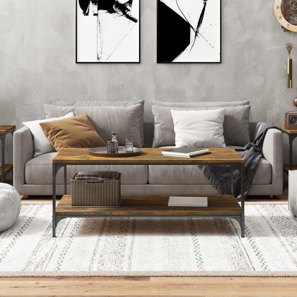 vidaXL Stolik kawowy, przydymiony dąb, 100x50x40 cm