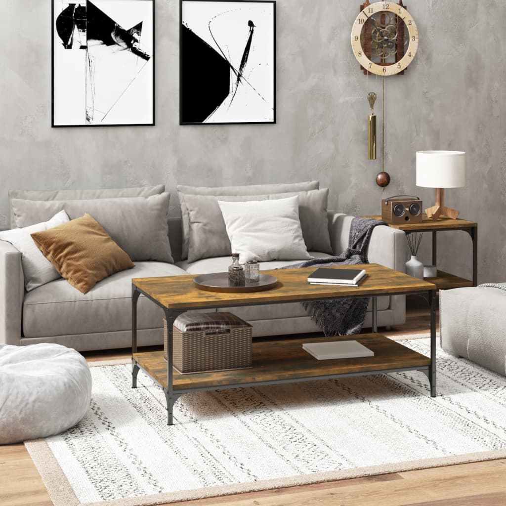 vidaXL Stolik kawowy, przydymiony dąb, 100x50x40 cm