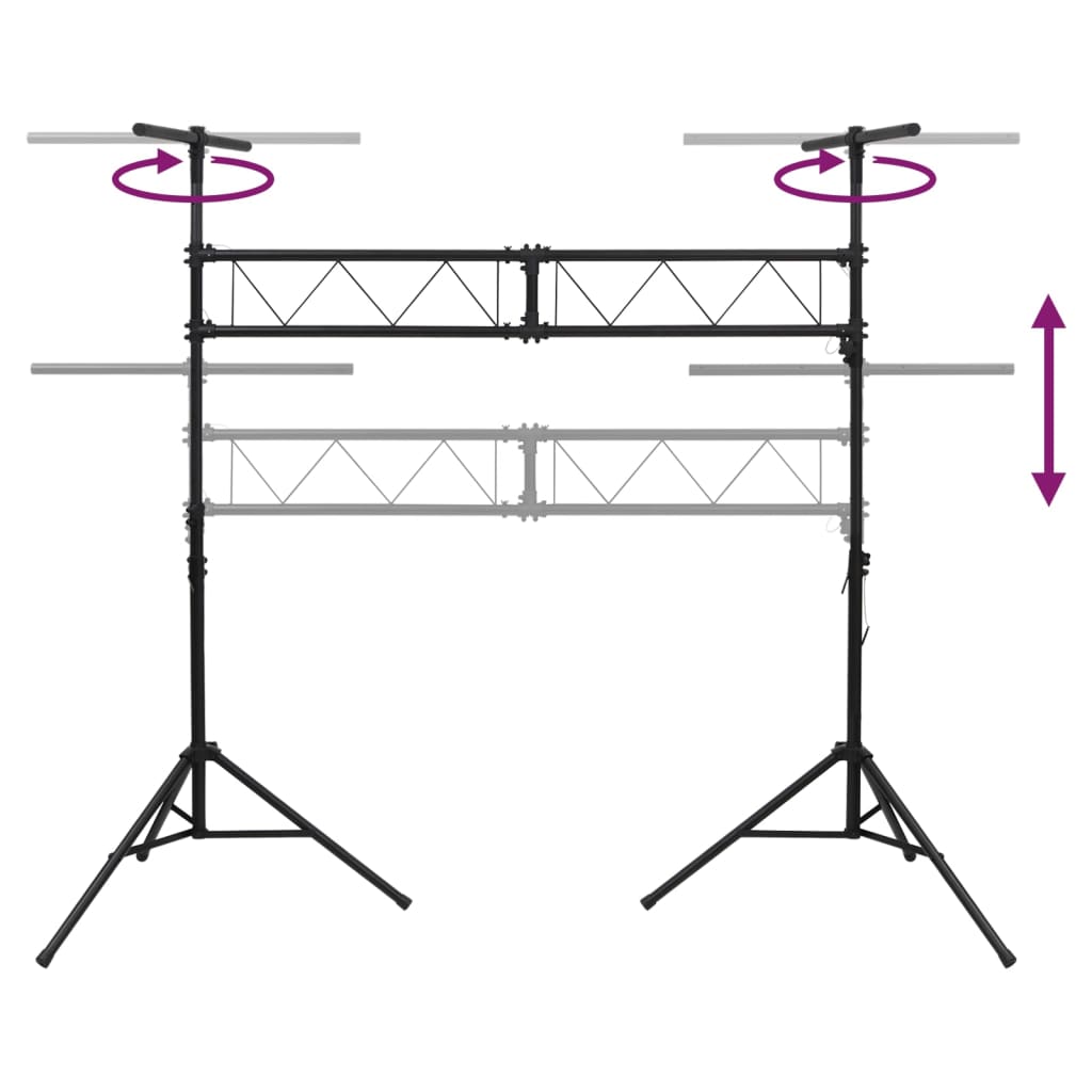 vidaXL Statyw oświetleniowy, czarny, 338x115x(180-300) cm, stalowy