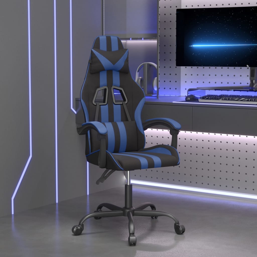 vidaXL Fotel gamingowy, obrotowy, czarno-niebieski, sztuczna skóra