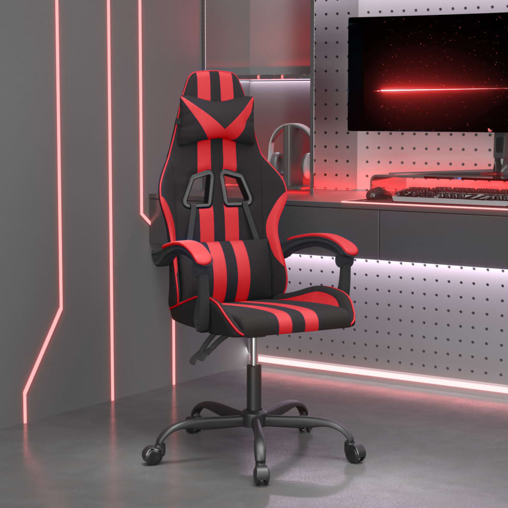 vidaXL Obrotowy fotel gamingowy, czarno-czerwony, sztuczna skóra