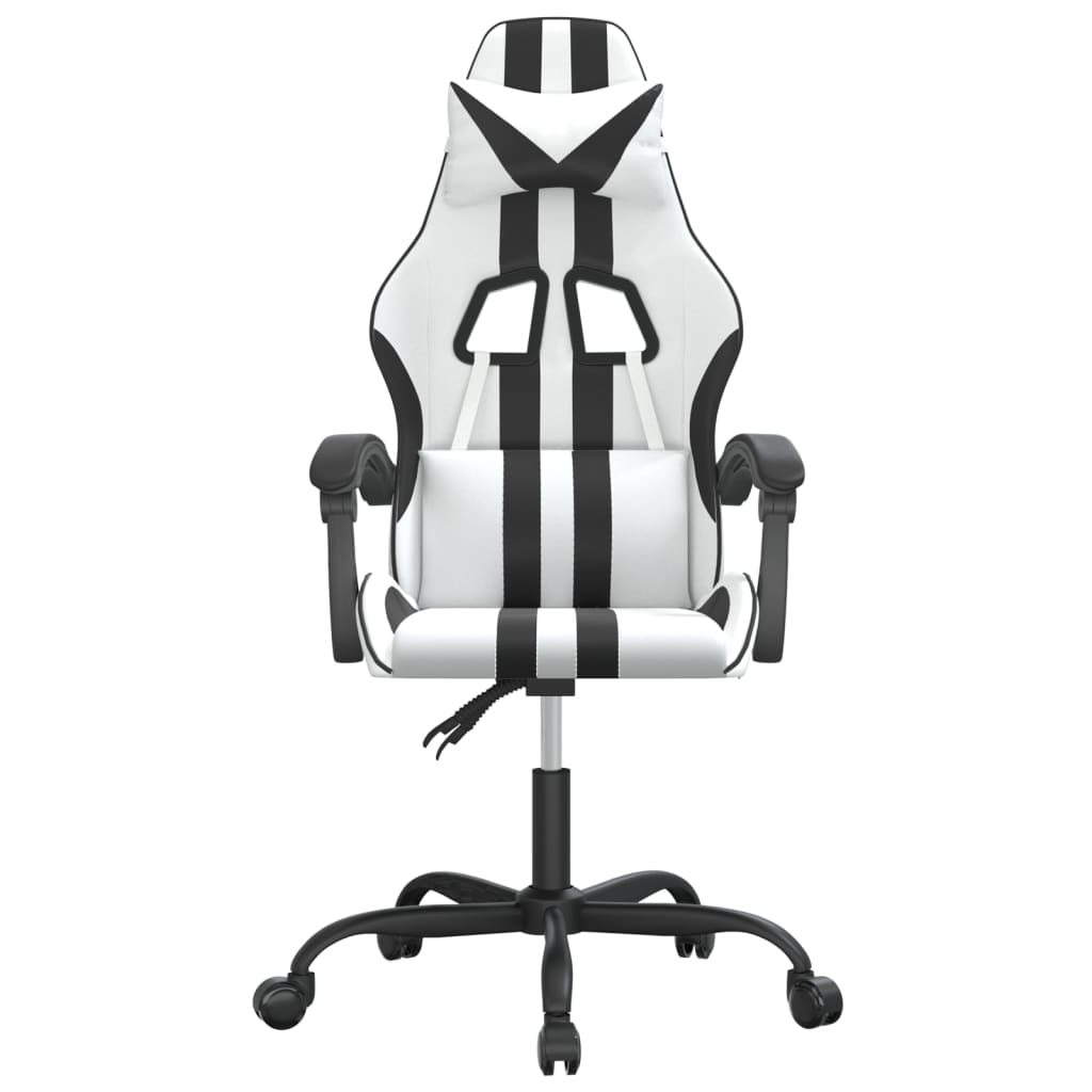 vidaXL Obrotowy fotel gamingowy, biało-czarny, sztuczna skóra