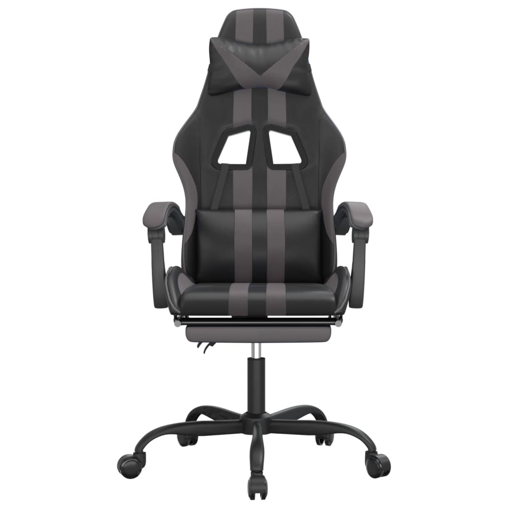 vidaXL Obrotowy fotel gamingowy z podnóżkiem, czarno-szary