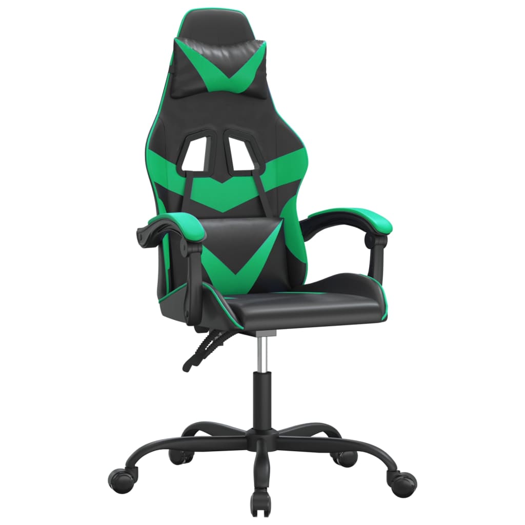 vidaXL Obrotowy fotel gamingowy, czarno-zielony, sztuczna skóra