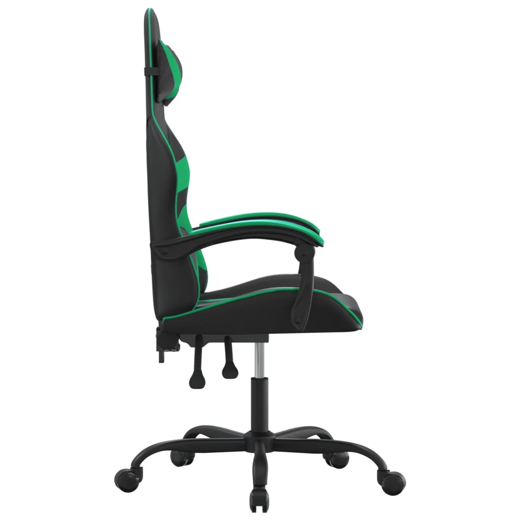 vidaXL Obrotowy fotel gamingowy, czarno-zielony, sztuczna skóra