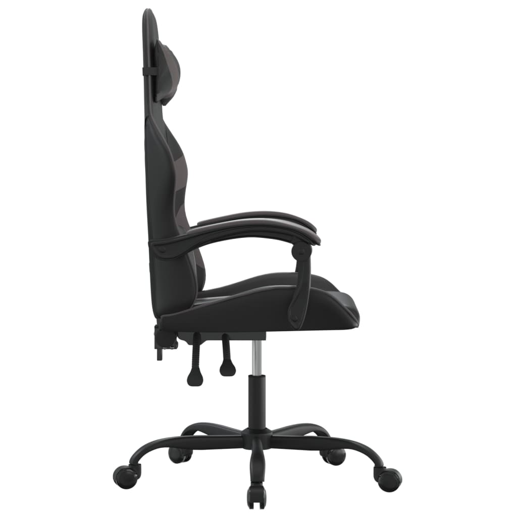 vidaXL Obrotowy fotel gamingowy, czarno-szary, sztuczna skóra
