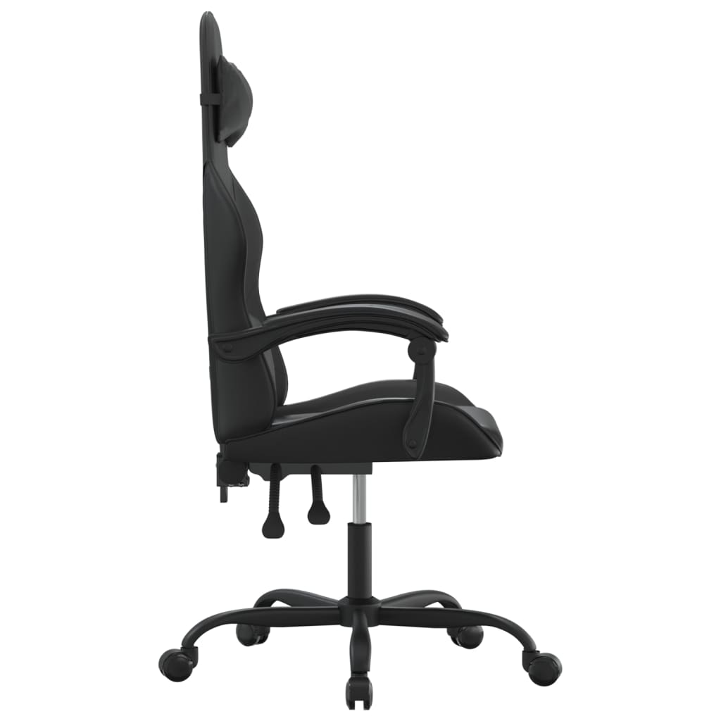 vidaXL Obrotowy fotel gamingowy, czarno, sztuczna skóra