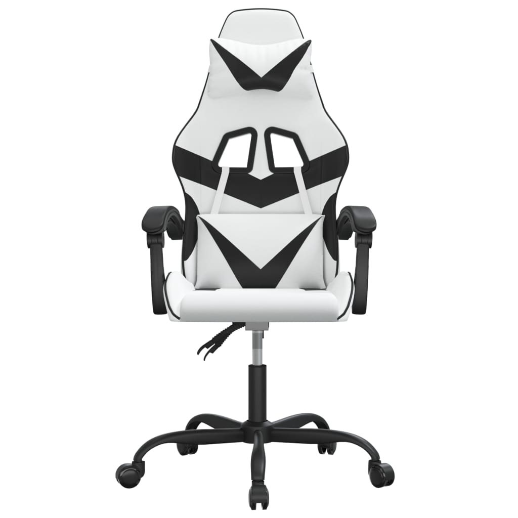 vidaXL Obrotowy fotel gamingowy, biało-czarny, sztuczna skóra