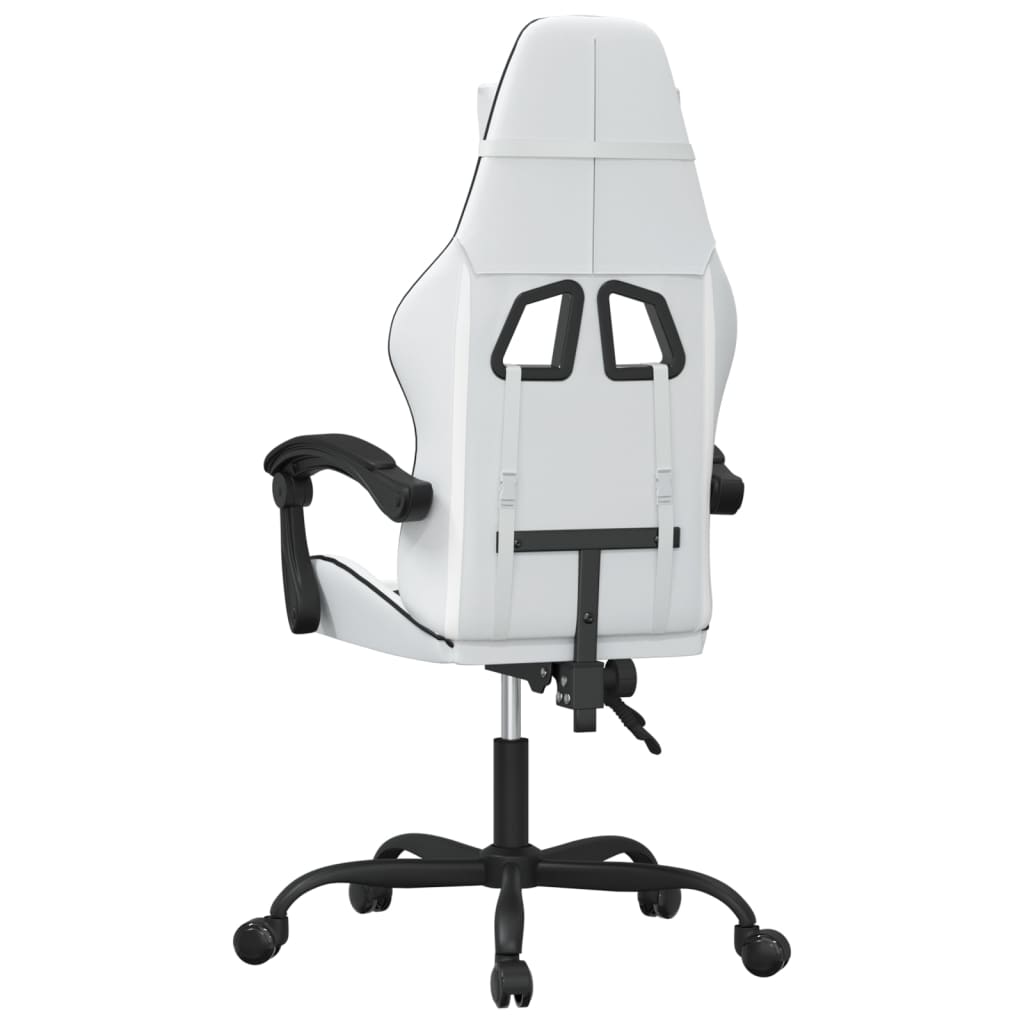 vidaXL Obrotowy fotel gamingowy, biało-czarny, sztuczna skóra
