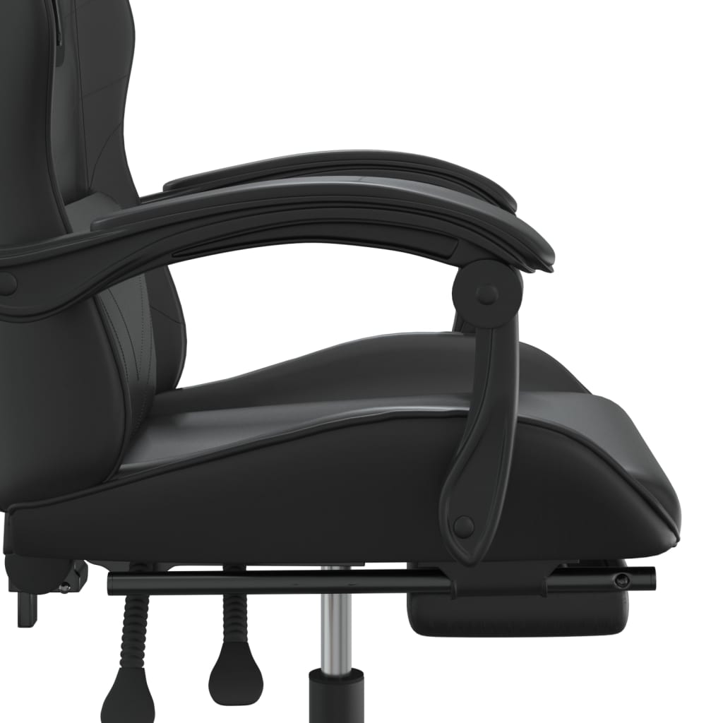 vidaXL Obrotowy fotel gamingowy z podnóżkiem, czarny, sztuczna skóra
