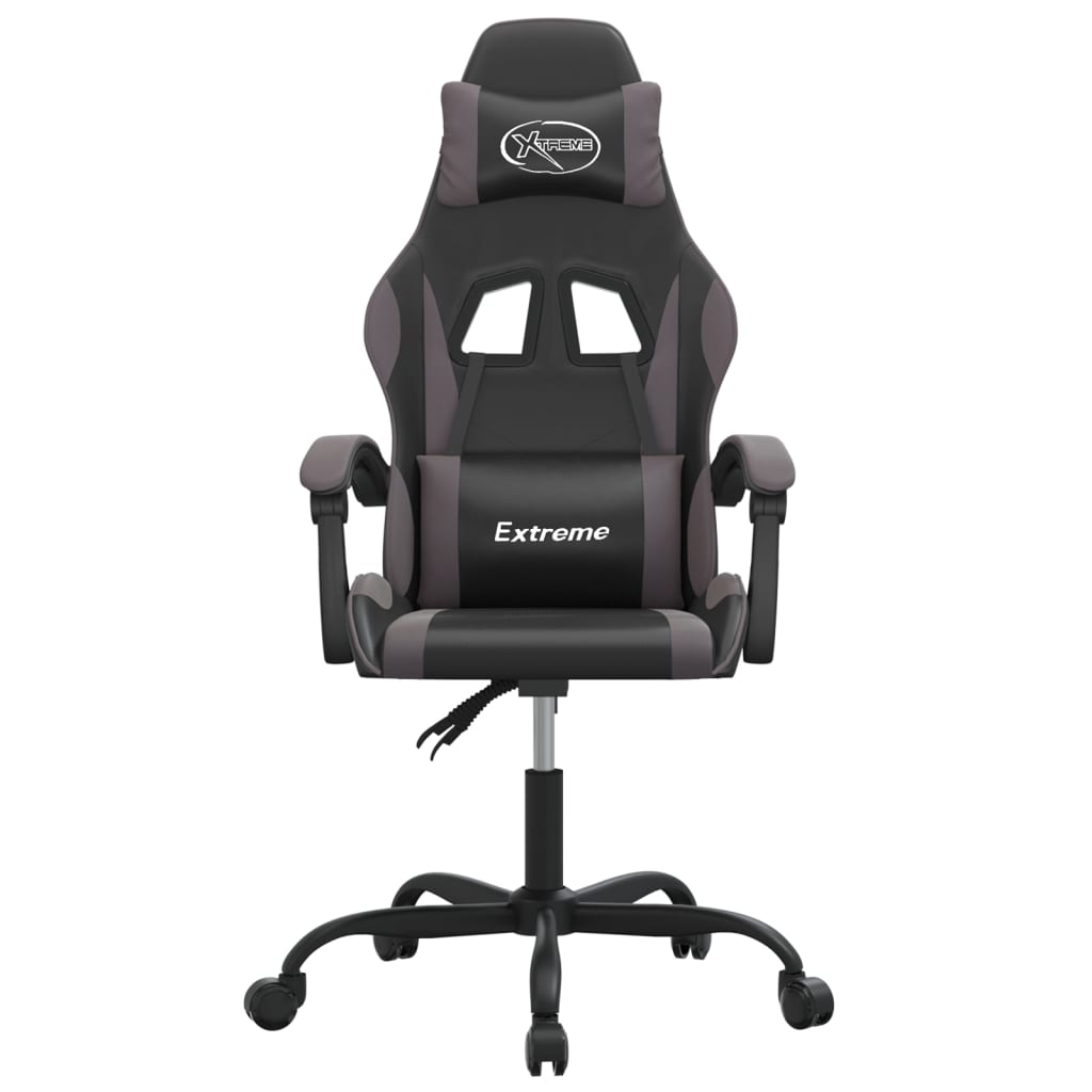 vidaXL Obrotowy fotel gamingowy, czarno-szary, sztuczna skóra