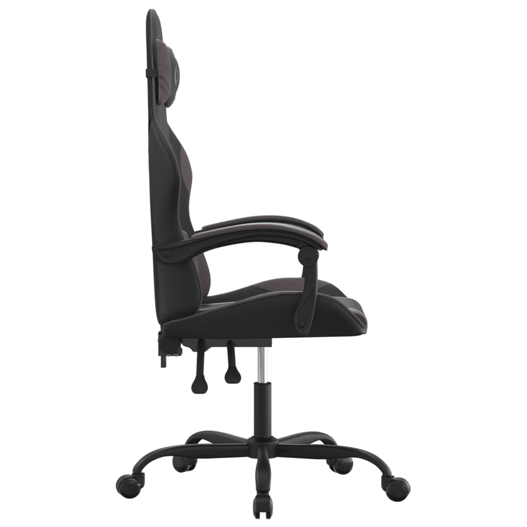 vidaXL Obrotowy fotel gamingowy, czarno-szary, sztuczna skóra