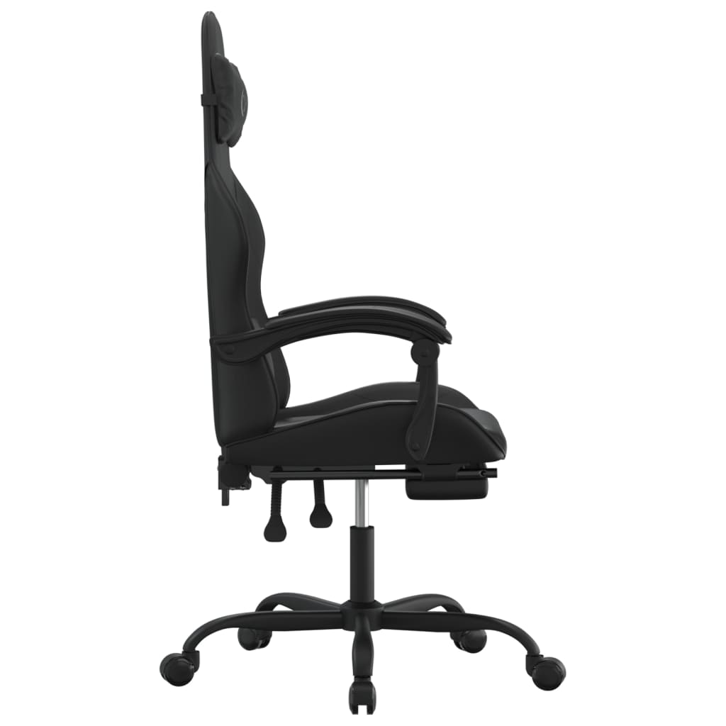 vidaXL Obrotowy fotel gamingowy z podnóżkiem, czarny, sztuczna skóra
