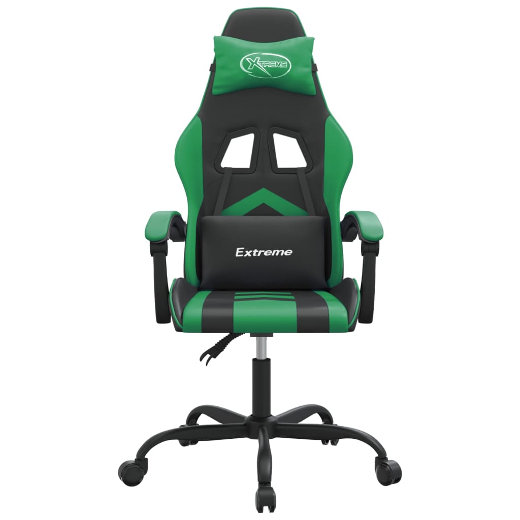 vidaXL Obrotowy fotel gamingowy, czarno-zielony, sztuczna skóra