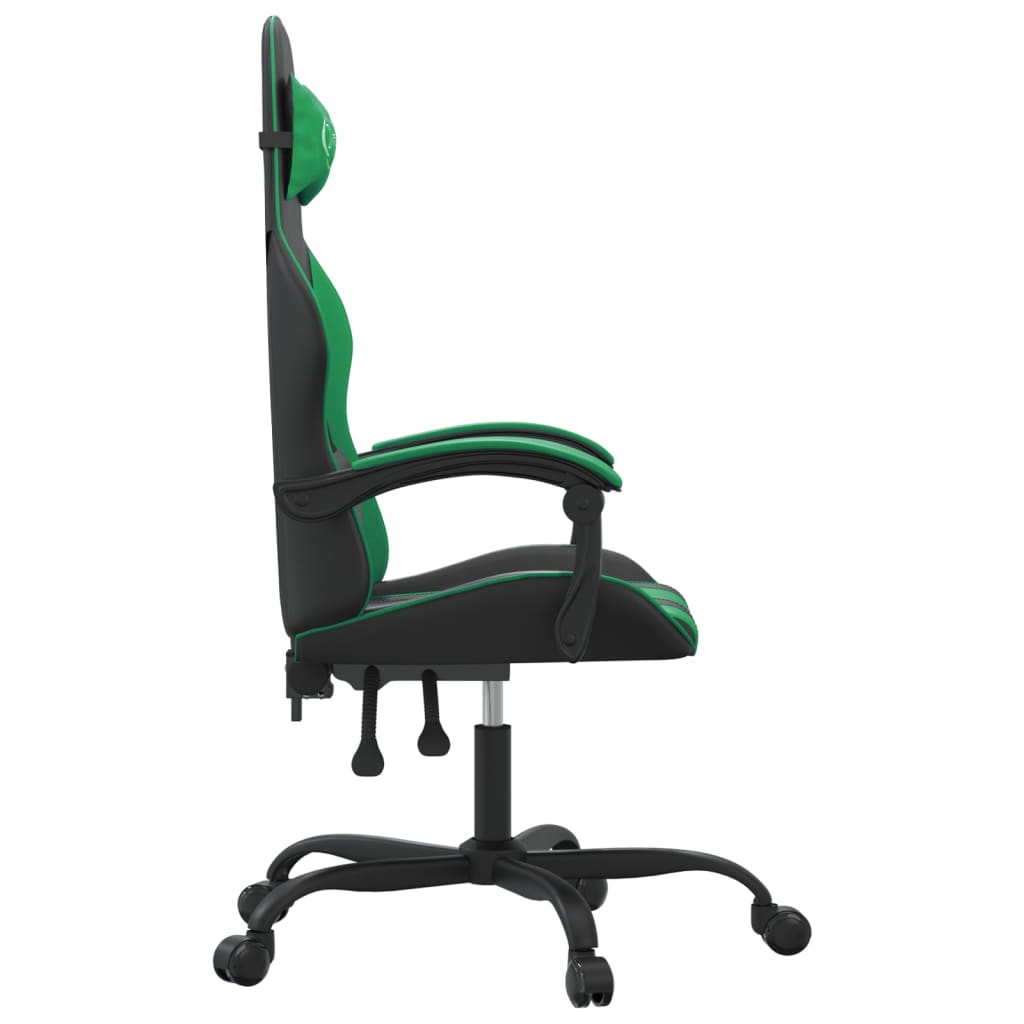 vidaXL Obrotowy fotel gamingowy, czarno-zielony, sztuczna skóra