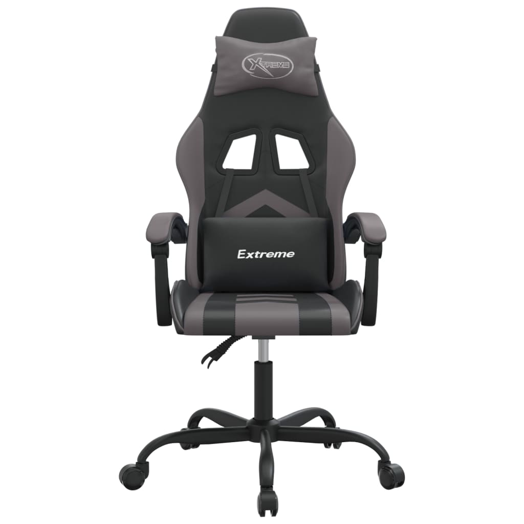 vidaXL Obrotowy fotel gamingowy, czarno-szary, sztuczna skóra