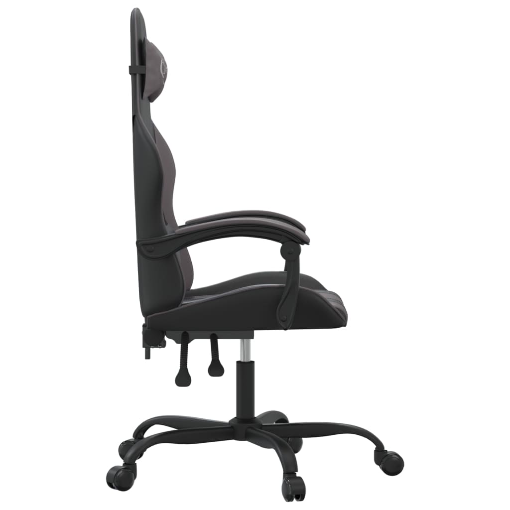 vidaXL Obrotowy fotel gamingowy, czarno-szary, sztuczna skóra